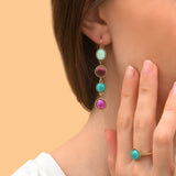Boucles d'oreilles graphiques cabochons colorés - bleu Bleu