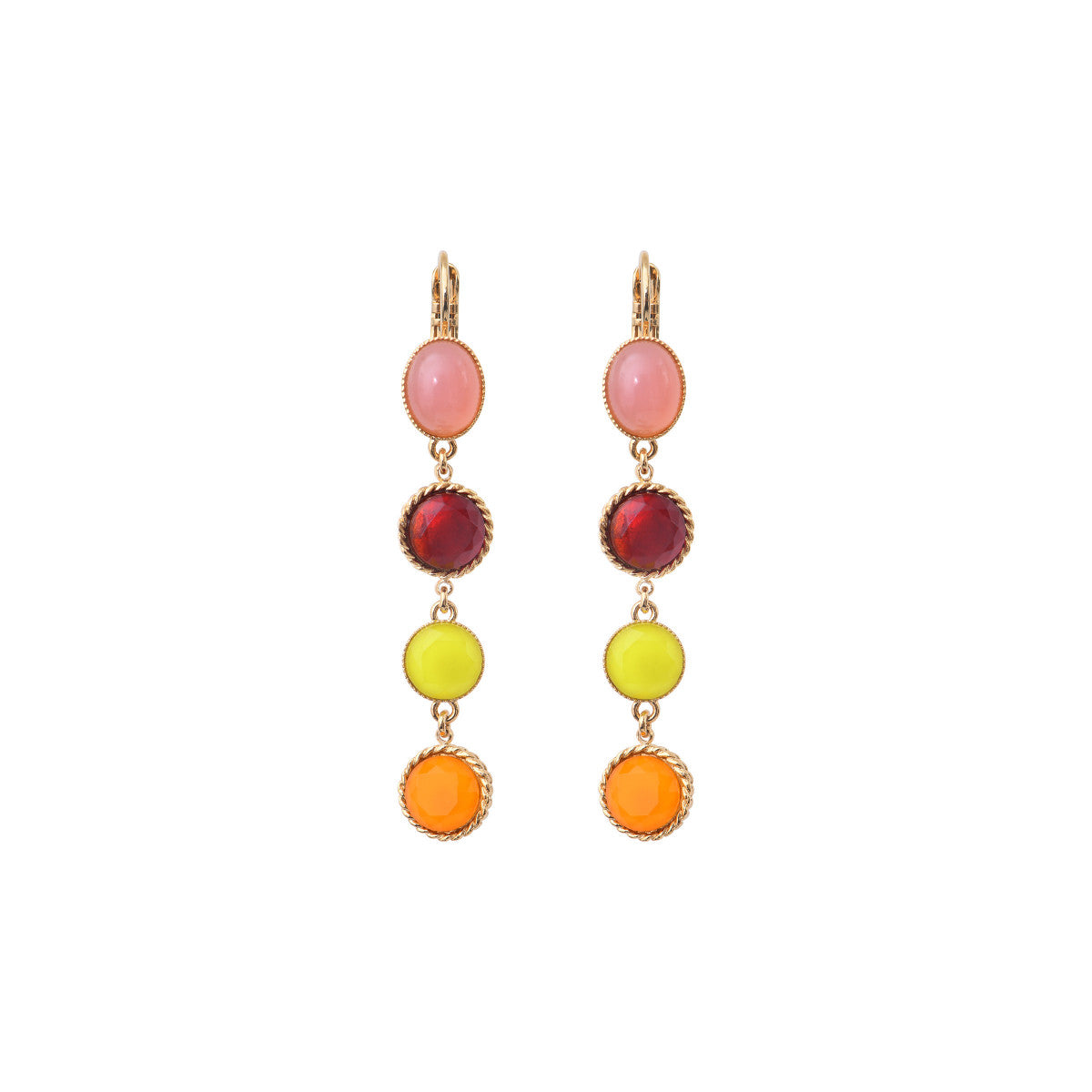 Boucles d'oreilles solaires cabochons colorés - rouge Rouge