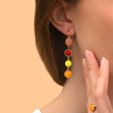 Boucles d'oreilles solaires cabochons colorés - rouge Rouge