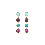 Boucles d'oreilles percées graphiques cabochons colorés - bleu Bleu