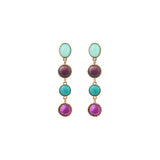 Boucles d'oreilles percées graphiques cabochons colorés - bleu Bleu