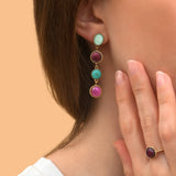Boucles d'oreilles percées graphiques cabochons colorés - bleu Bleu