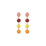 Boucles d'oreilles percées solaires cabochons colorés - rouge Rouge