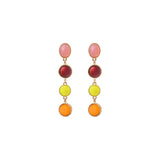 Boucles d'oreilles percées solaires cabochons colorés - rouge Rouge