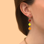 Boucles d'oreilles percées solaires cabochons colorés - rouge Rouge