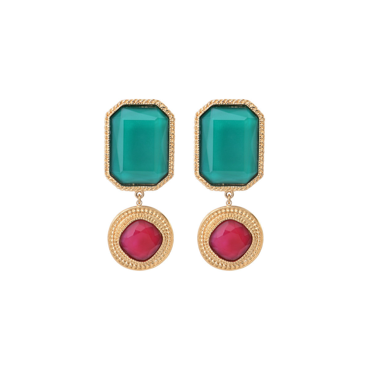 Boucles d'oreilles clips baroques - turquoise Bleu