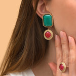 Boucles d'oreilles clips baroques - turquoise Bleu
