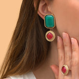 Boucles d'oreilles clips baroques - turquoise Bleu