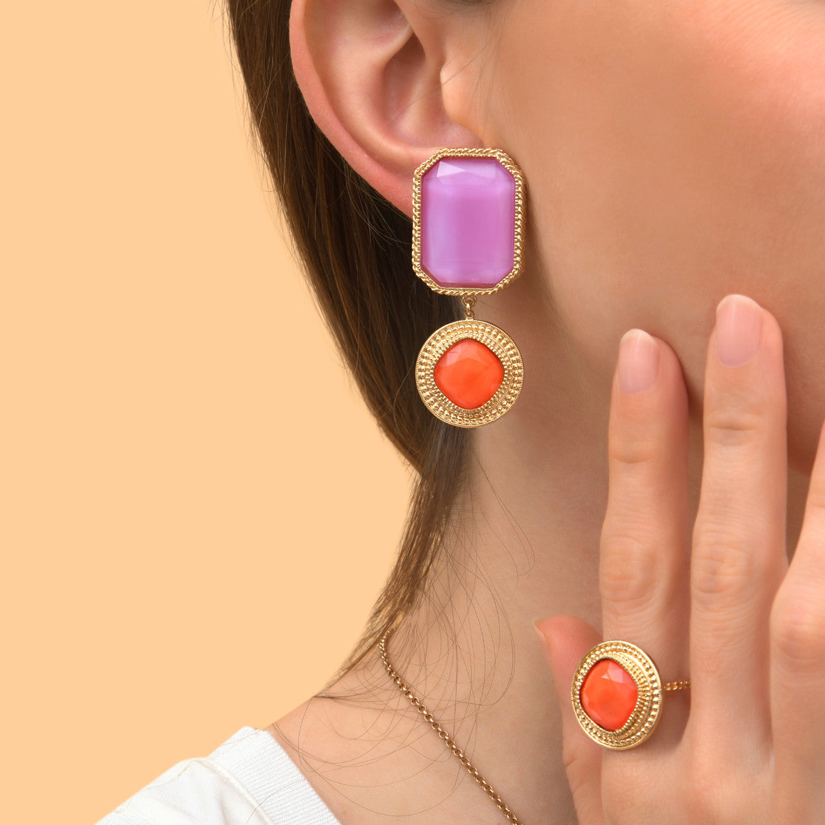 Boucles d'oreilles clips glamour - violet Rouge
