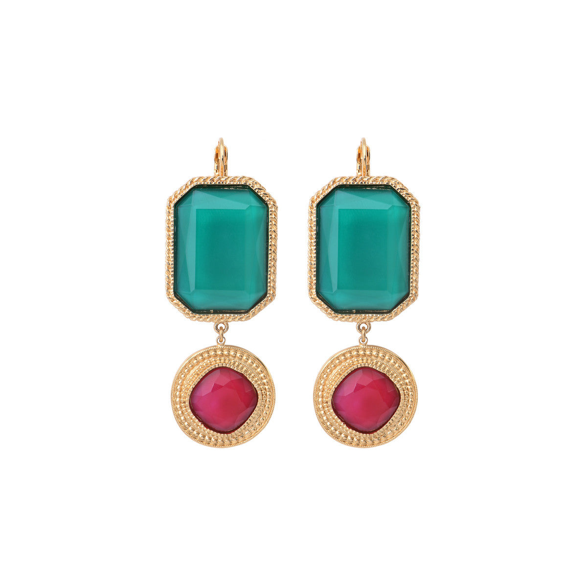 Boucles d'oreilles dormeuses baroques - turquoise Bleu