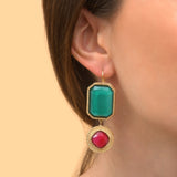 Boucles d'oreilles dormeuses baroques - turquoise Bleu