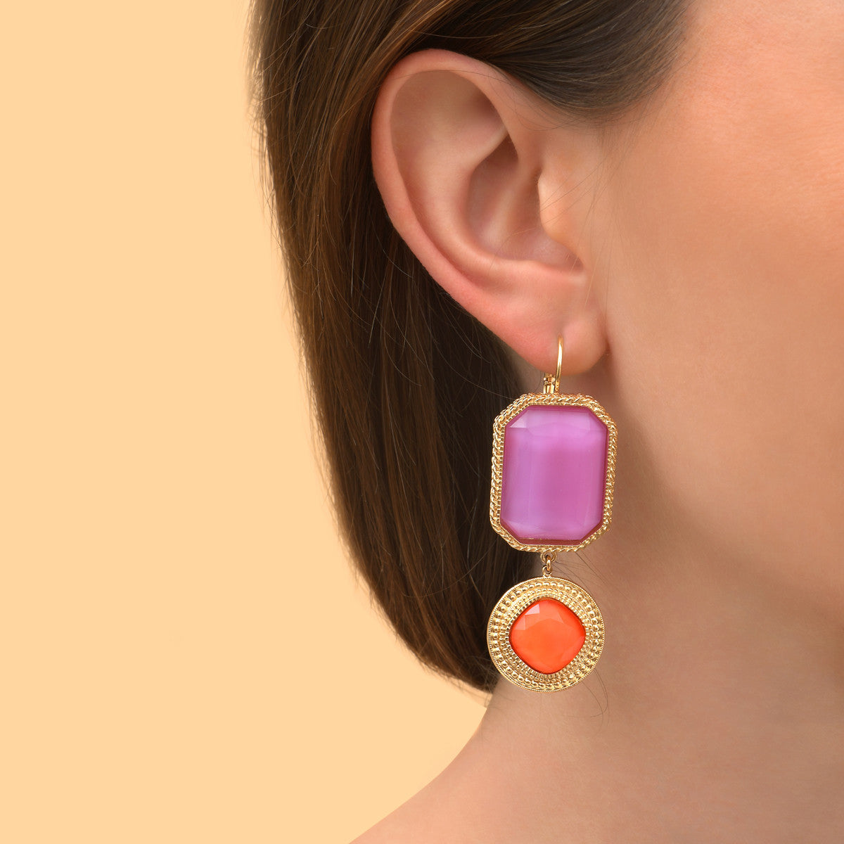 Boucles d'oreilles dormeuses glamour - violet Rouge