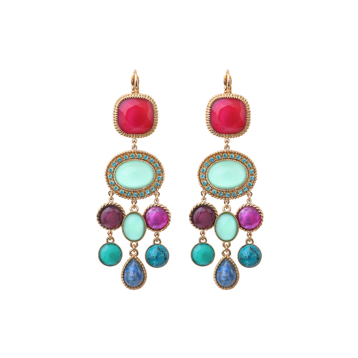 Boucles d'oreilles dormeuses tendances cristaux prestige - bleu Bleu