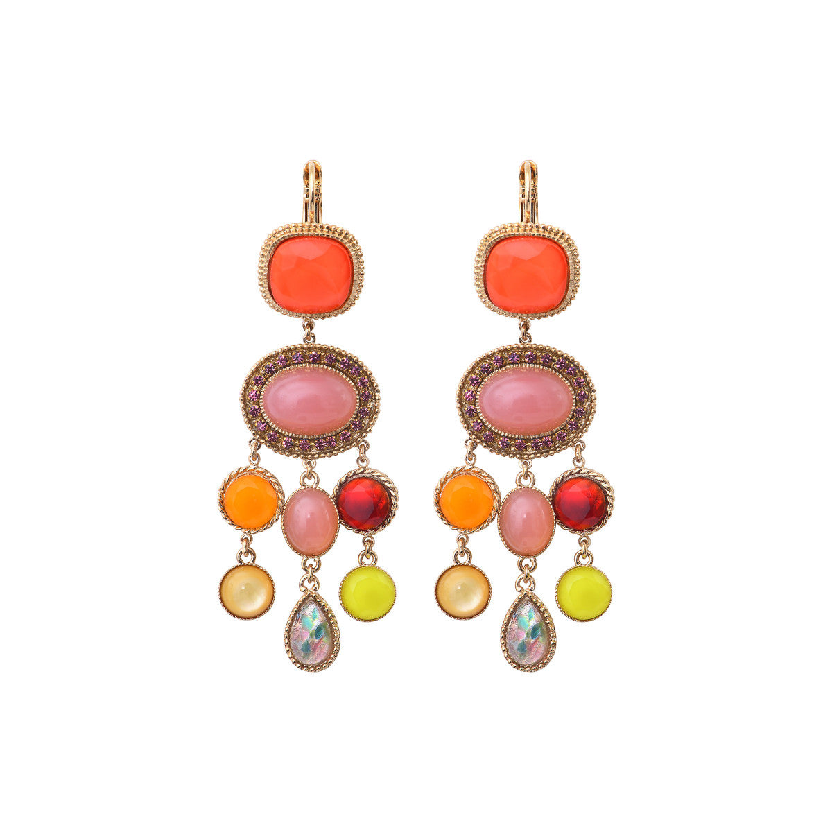 Boucles d'oreilles dormeuses sophistiquées cristaux prestige - rouge Rouge