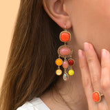 Boucles d'oreilles dormeuses sophistiquées cristaux prestige - rouge Rouge