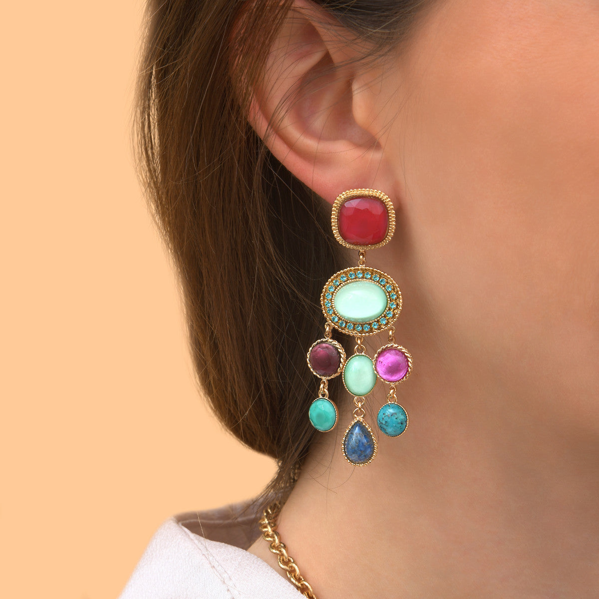 Boucles d'oreilles pendantes cristaux prestige - bleu Bleu
