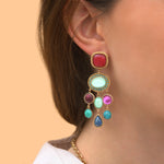 Boucles d'oreilles pendantes cristaux prestige - bleu Bleu
