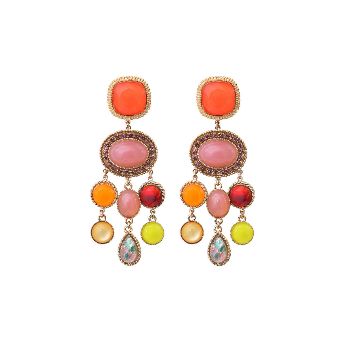 Boucles d'oreilles pendantes cristaux prestige - rouge Rouge