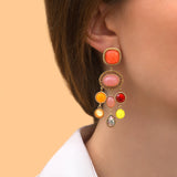 Boucles d'oreilles pendantes cristaux prestige - rouge Rouge