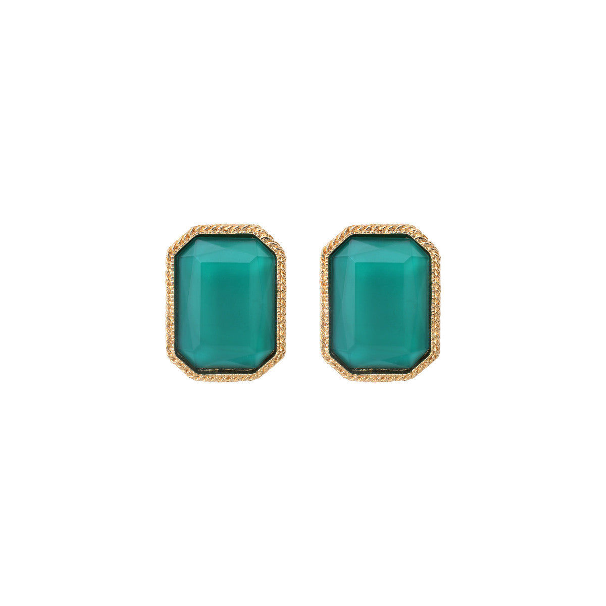 Boucles d'oreilles clips cabochon facetté - turquoise Bleu