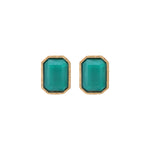 Boucles d'oreilles clips cabochon facetté - turquoise Bleu