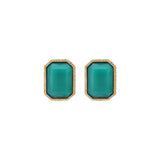 Boucles d'oreilles clips cabochon facetté - turquoise Bleu