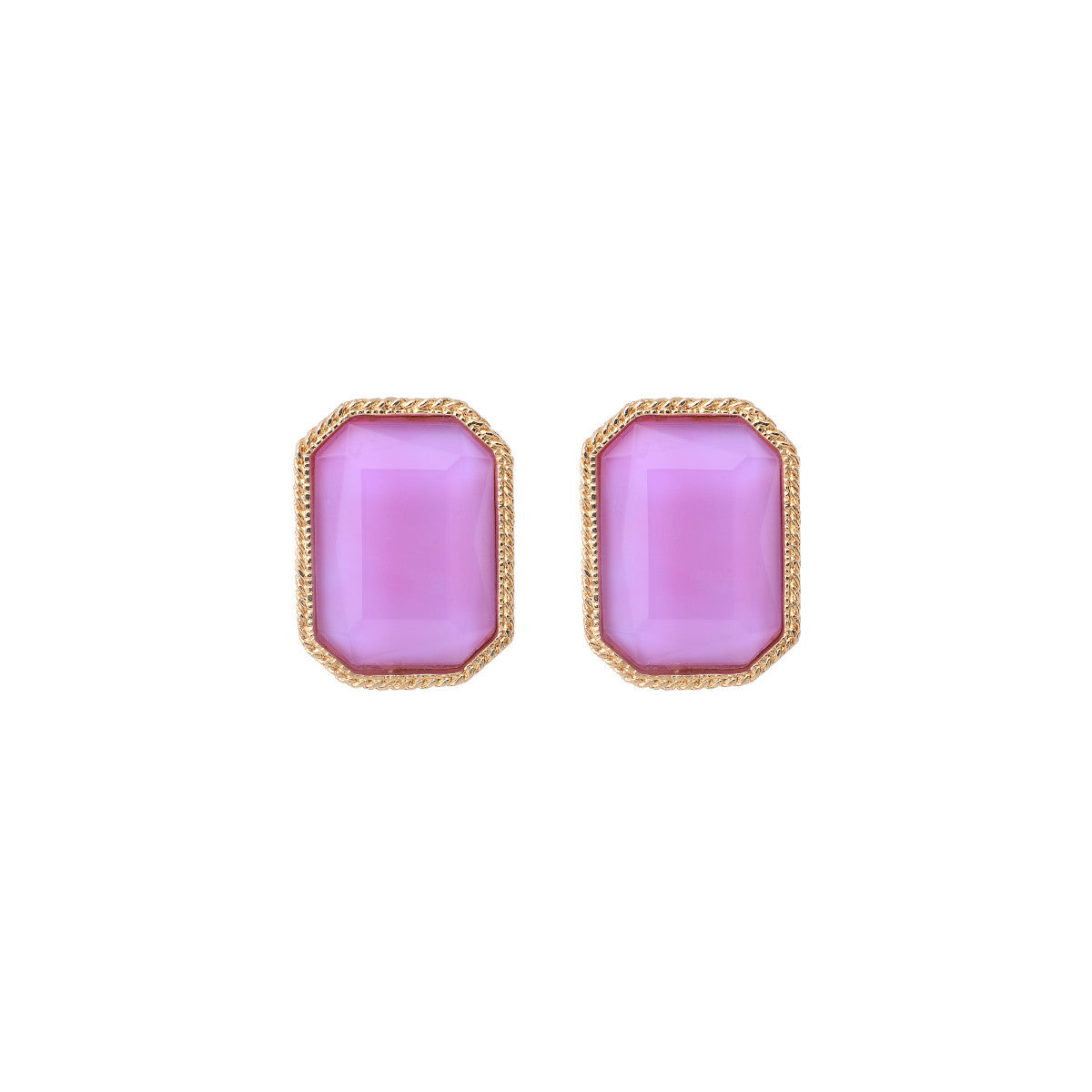 Boucles d'oreilles clips cabochon facetté - violet Rouge