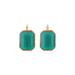 Boucles d'oreilles dormeuses précieuses cabochon - turquoise Bleu