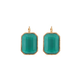 Boucles d'oreilles dormeuses précieuses cabochon - turquoise Bleu