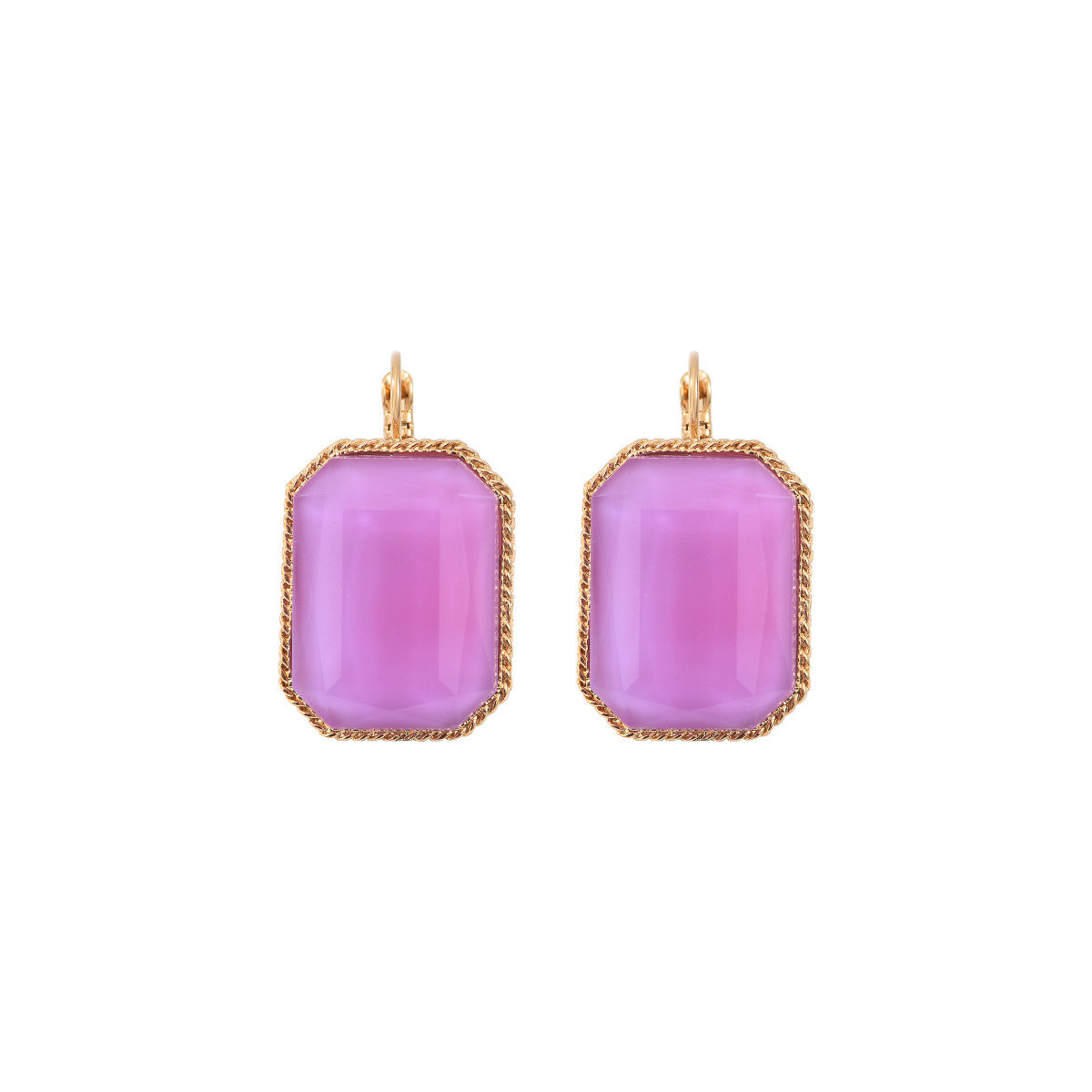 Boucles d'oreilles dormeuses cabochon facetté - violet Rouge