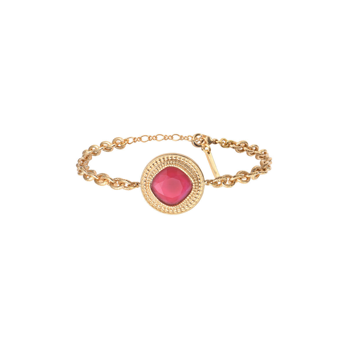 Bracelet souple glamour cabochon facetté - rouge Bleu