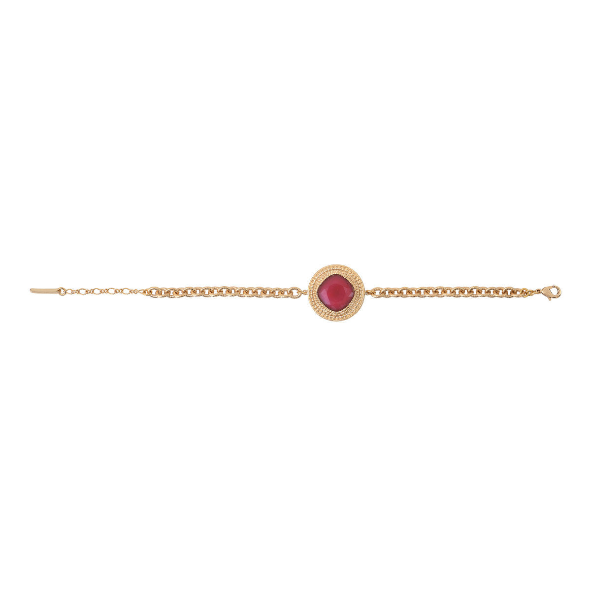 Bracelet souple glamour cabochon facetté - rouge Bleu