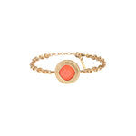 Bracelet souple fantaisie cabochon facetté - corail Rouge