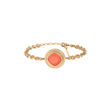 Bracelet souple fantaisie cabochon facetté - corail Rouge