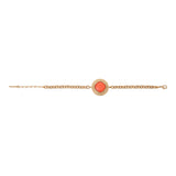 Bracelet souple fantaisie cabochon facetté - corail Rouge