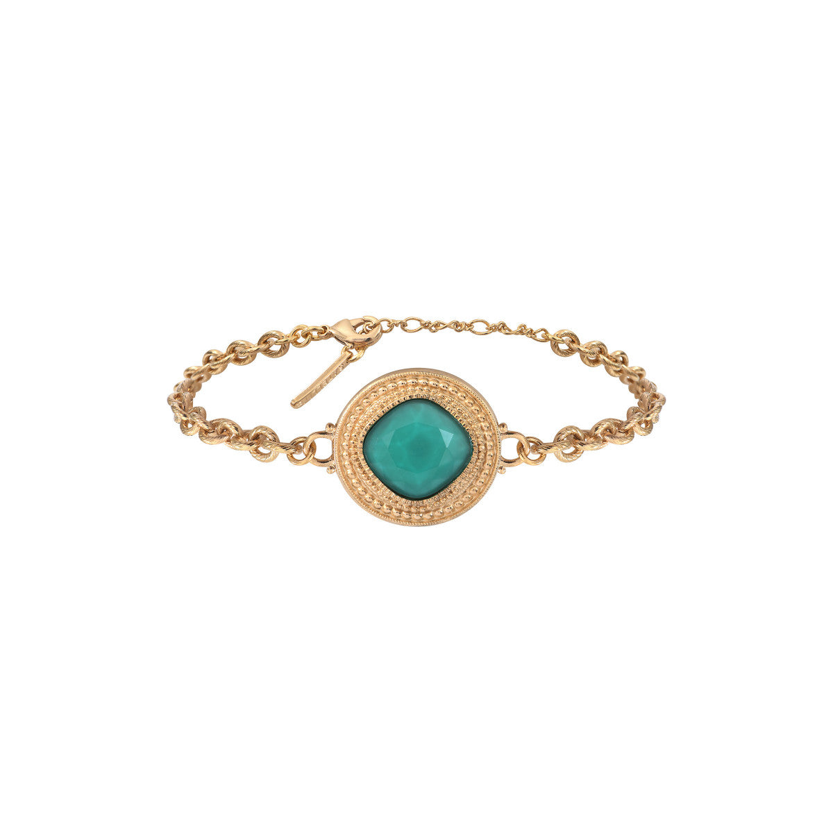Bracelet souple bohème chic cabochon facetté - turquoise Bleu