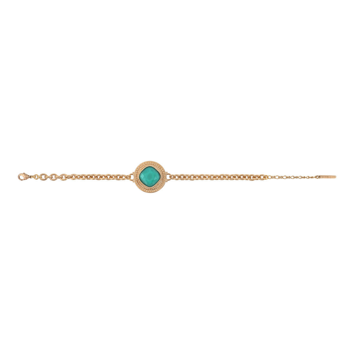 Bracelet souple bohème chic cabochon facetté - turquoise Bleu