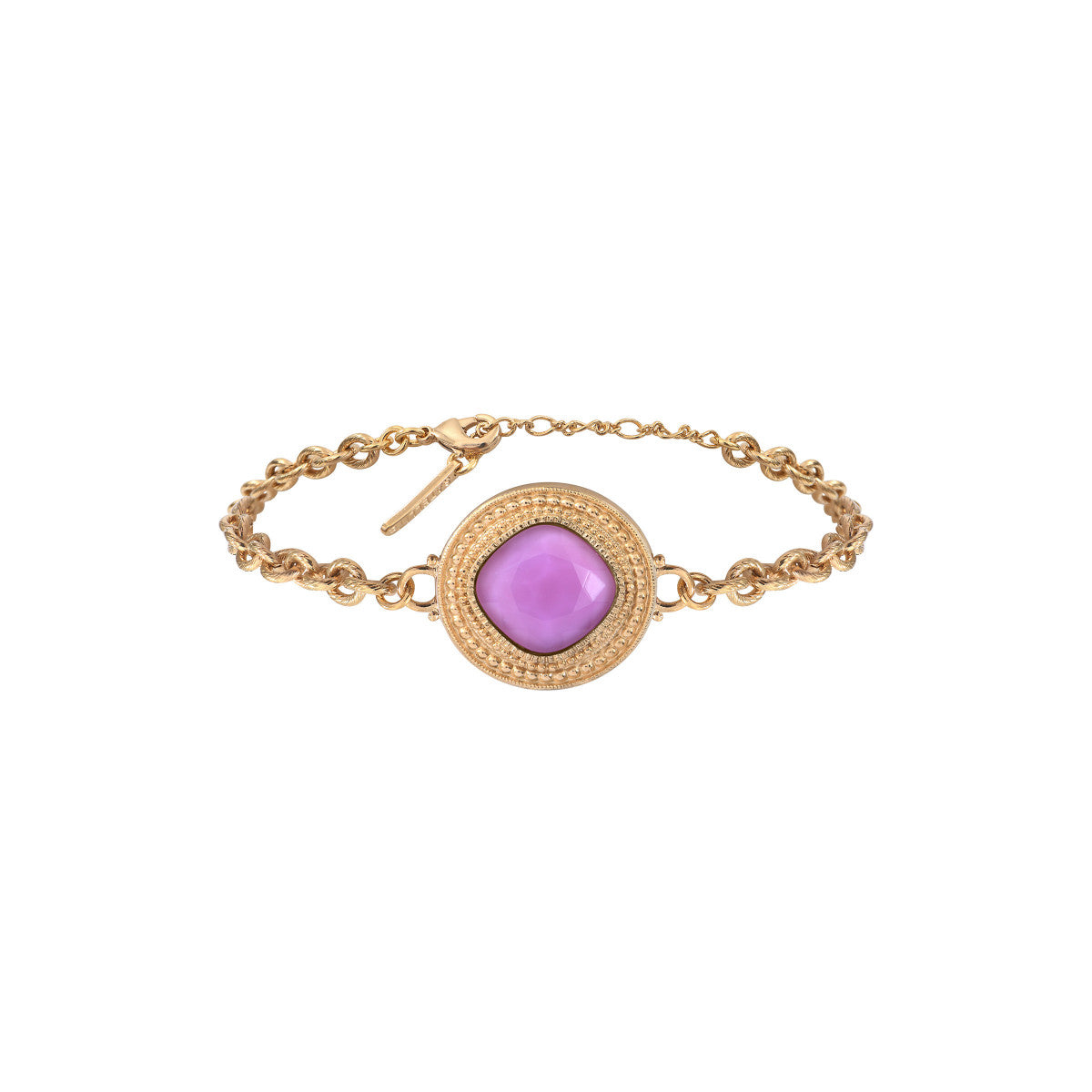 Bracelet souple romantique cabochon facetté - rose Rouge