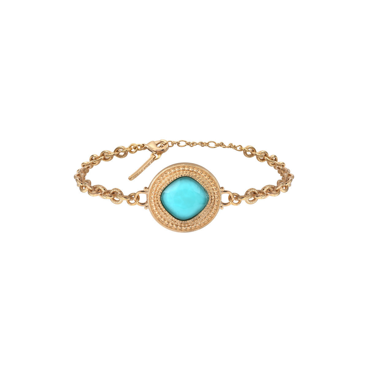 Bracelet souple intemporel cabochon facetté - bleu Bleu