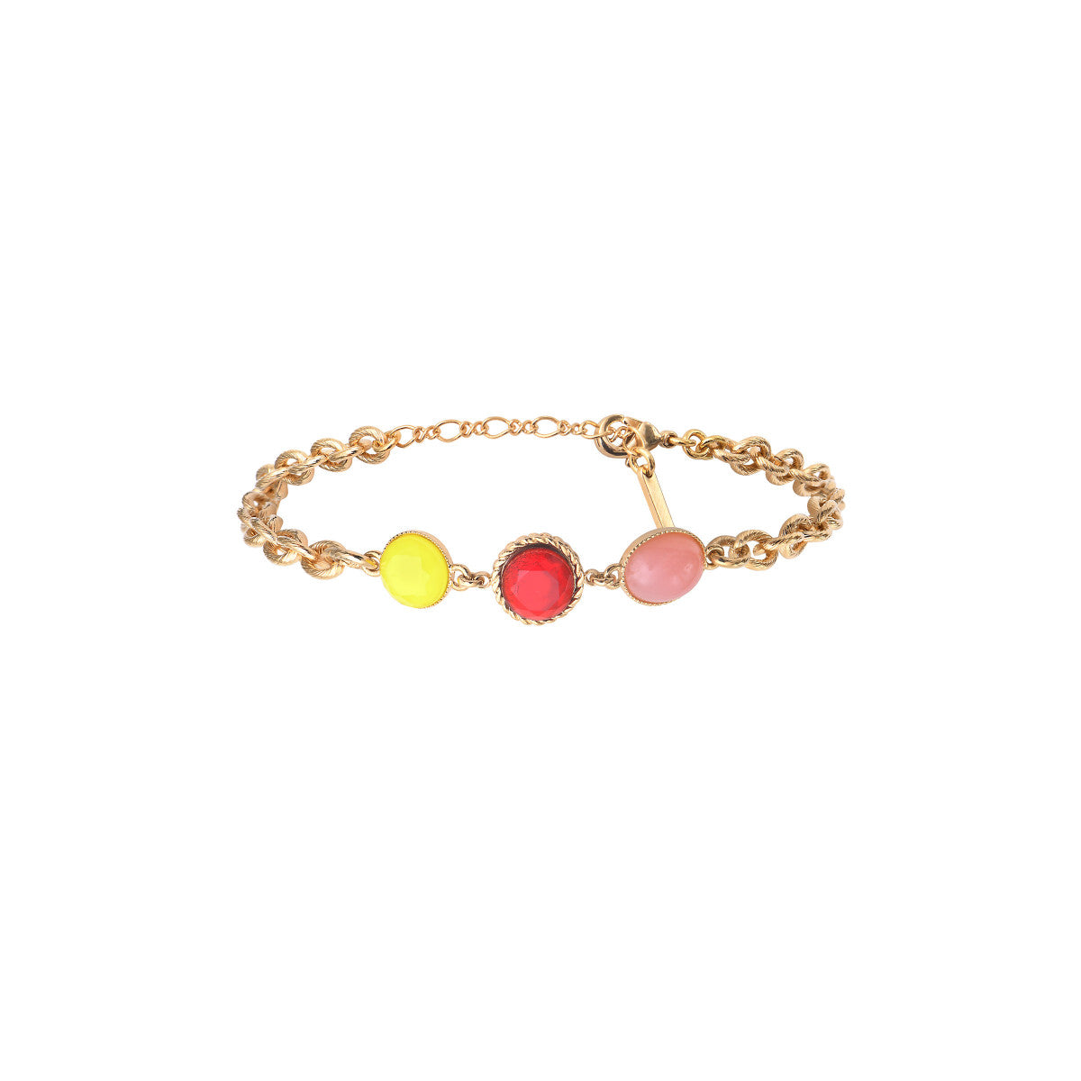 Bracelet souple festif cabochon facetté - rouge Rouge