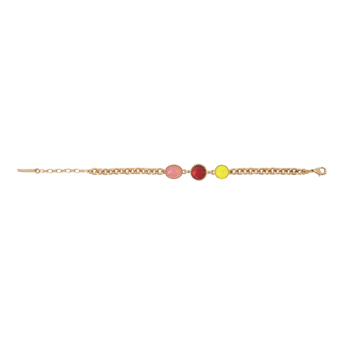 Bracelet souple festif cabochon facetté - rouge Rouge
