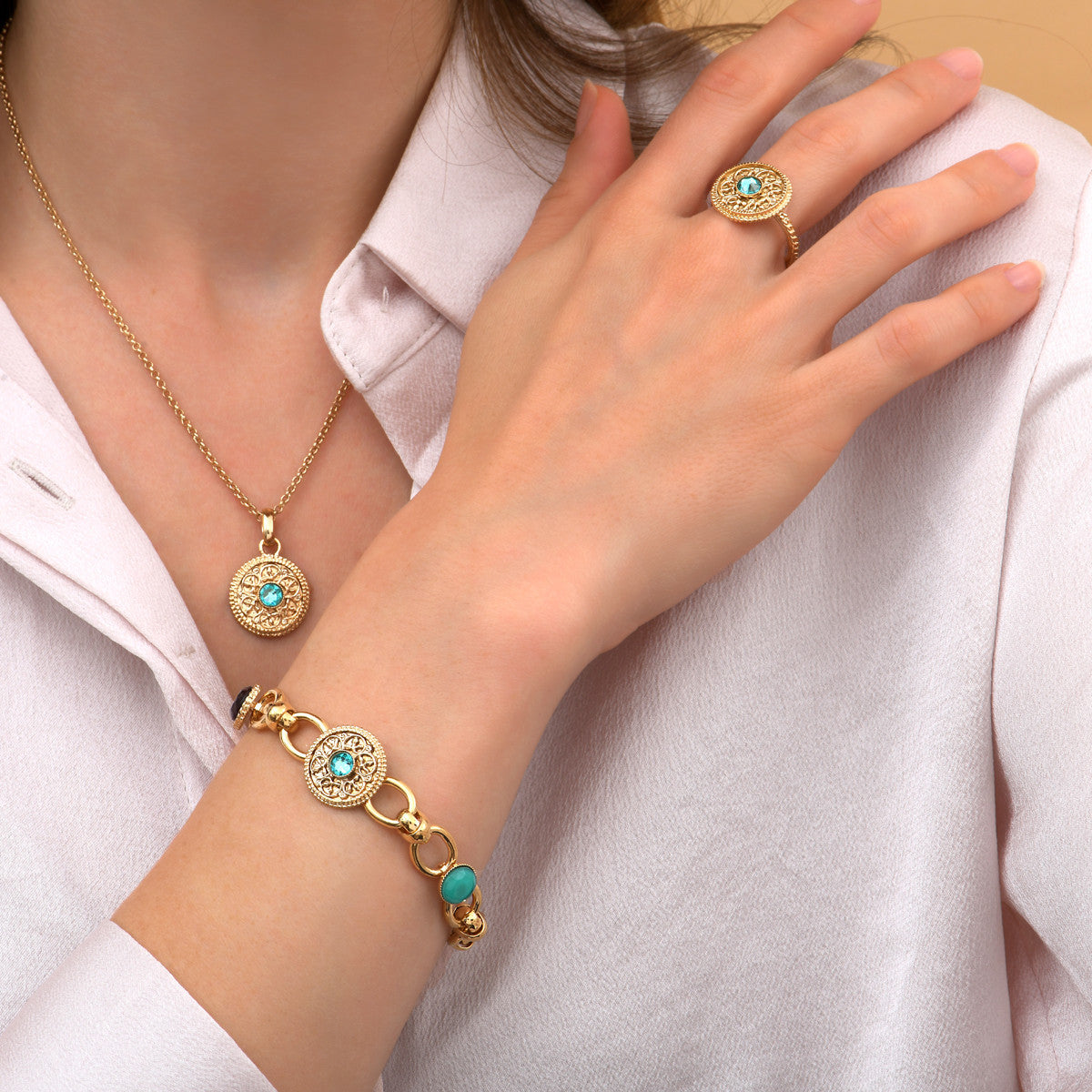 Bracelet chaîne élégant cristal prestige - bleu Bleu