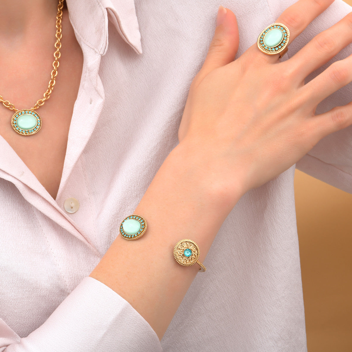 Bracelet jonc ajustable toi et moi chic cristal prestige - bleu Bleu