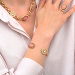 Bracelet jonc ajustable toi et moi poétique cristal prestige - rose Rouge