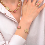 Bracelet jonc ajustable toi et moi poétique cristal prestige - rose Rouge
