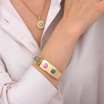 Bracelet manchette baroque cabochons colorés cristal prestige - bleu Bleu