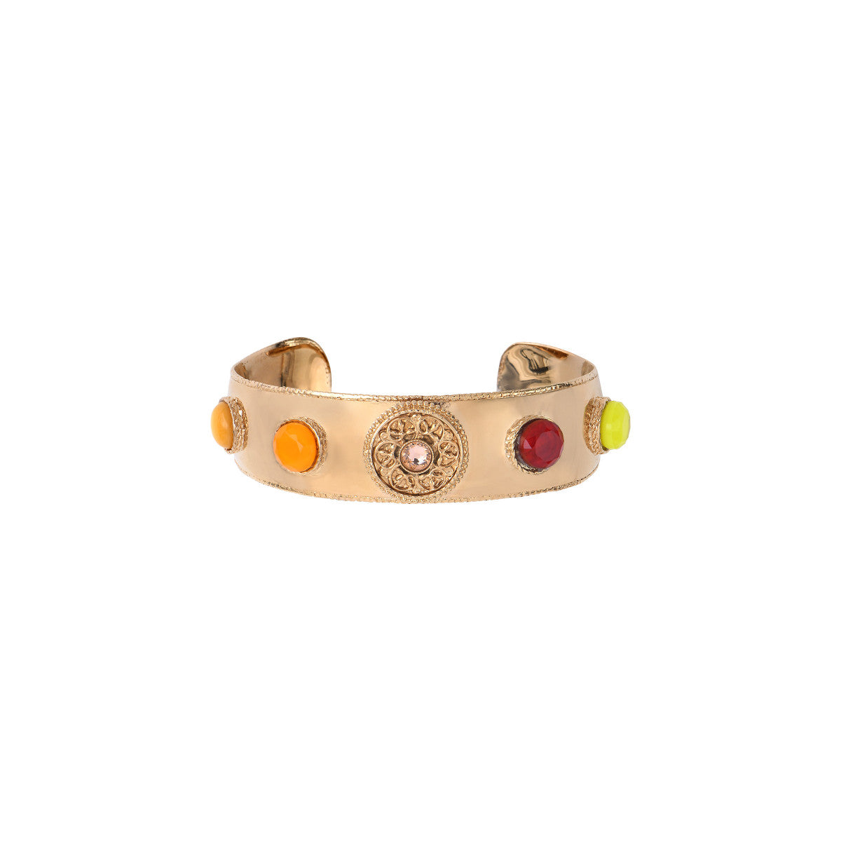 Bracelet manchette féminine cabochons colorés cristal prestige - rose Rouge