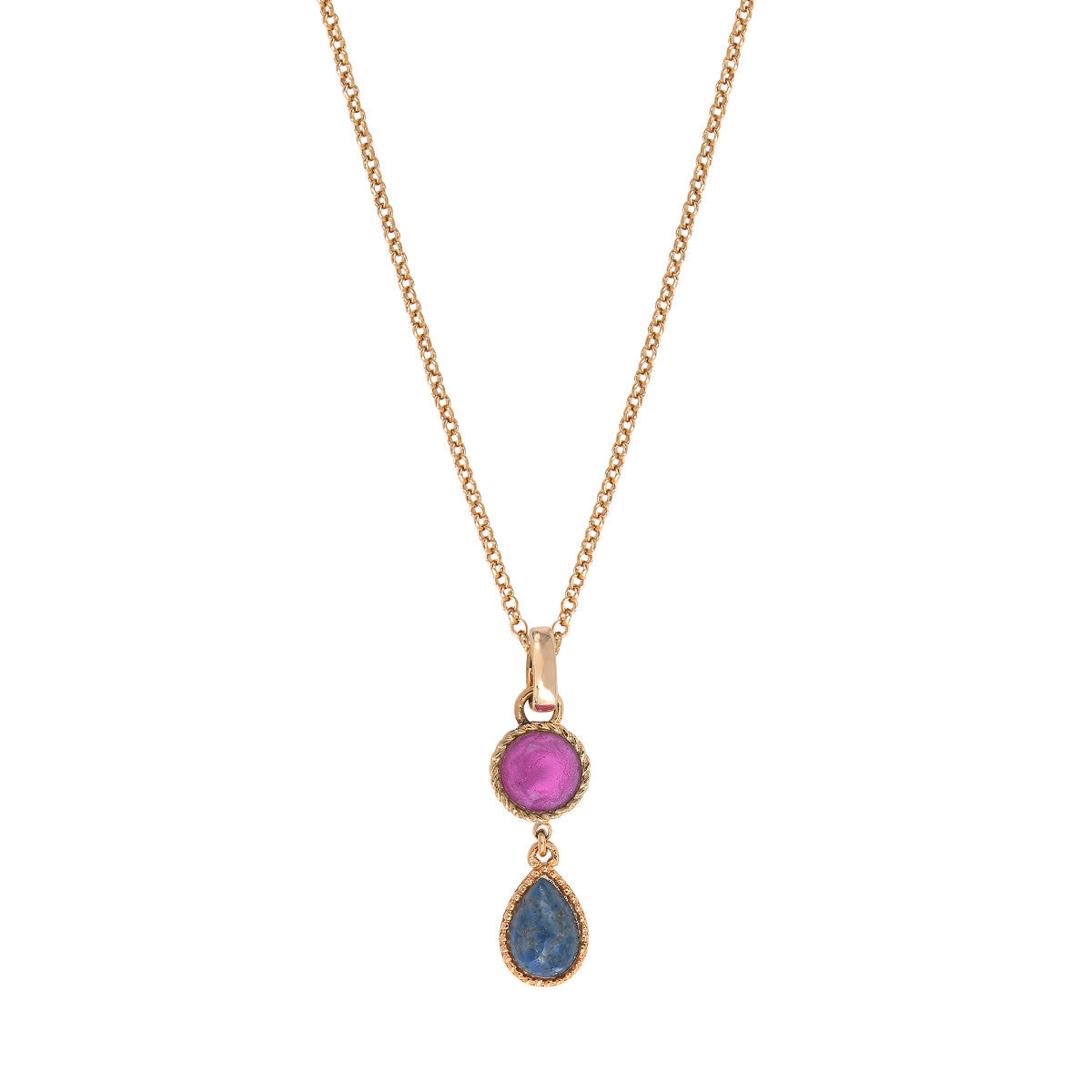 Pendentif amovible élégant cabochons bicolores - bleu Bleu