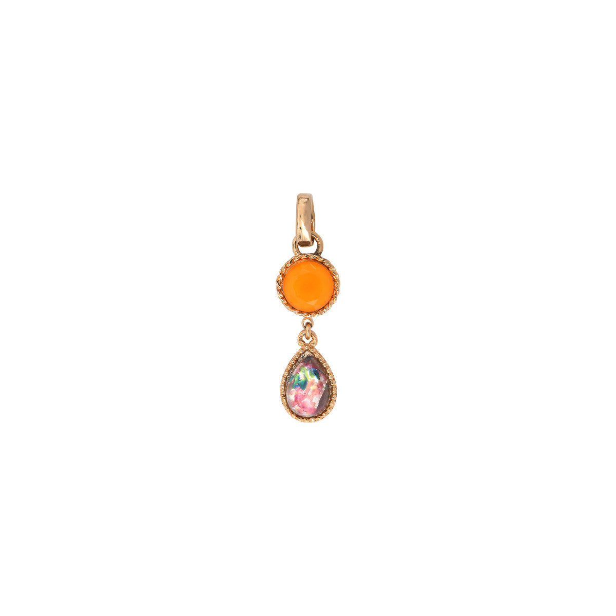 Pendentif amovible cabochons bicolores - orange Rouge