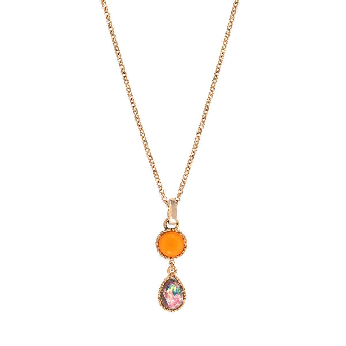 Pendentif amovible cabochons bicolores - orange Rouge